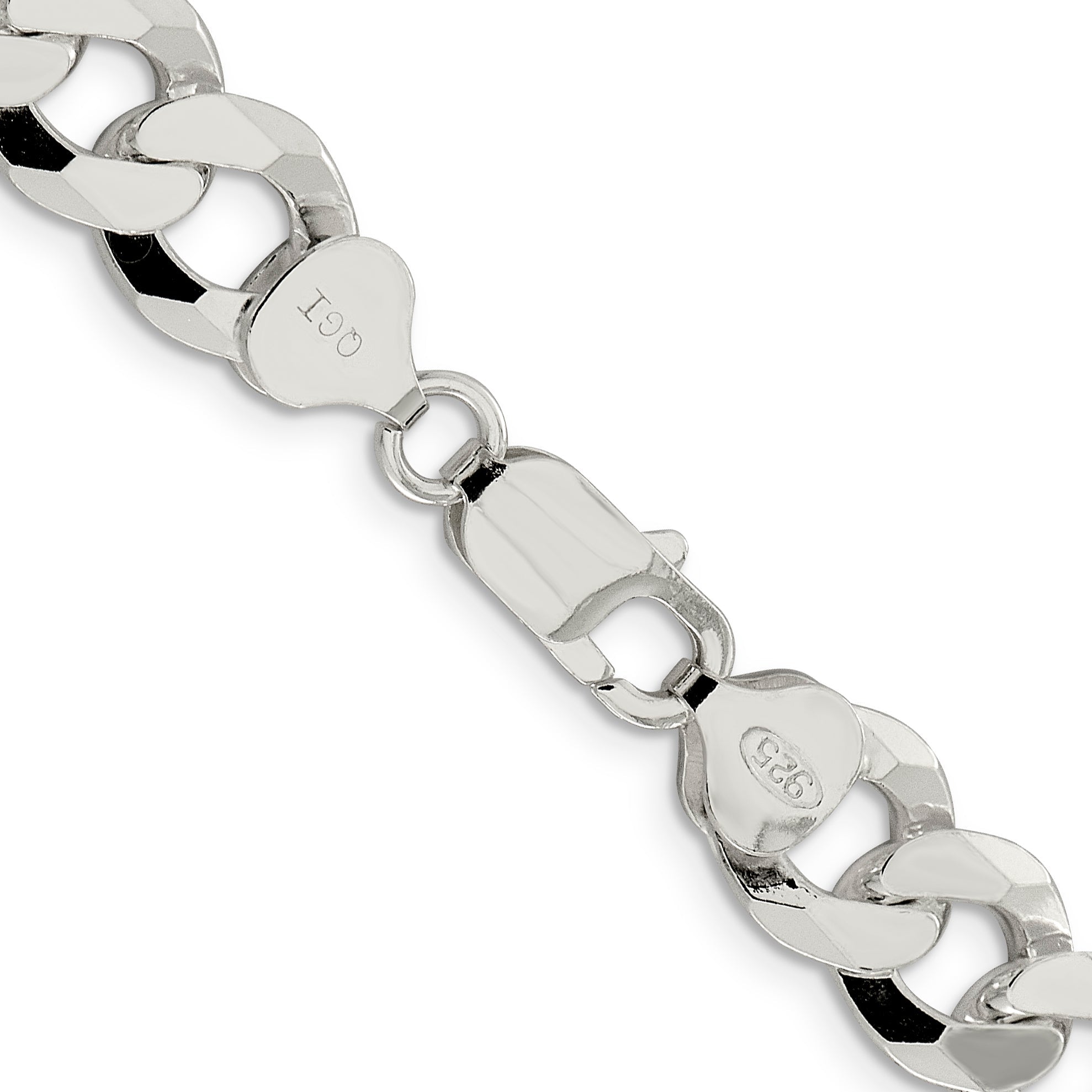 26 Inch Sterling Silver 10.6mm Beveled Curb Chain Necklace