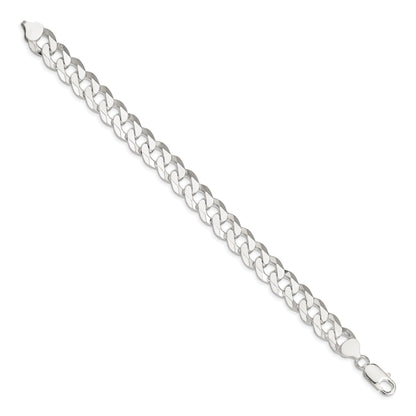 9 Inch Sterling Silver 10.6mm Beveled Curb Chain Bracelet