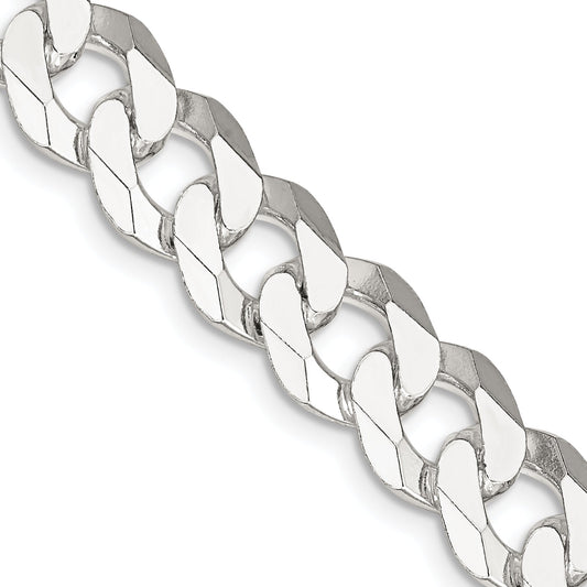 24 Inch Sterling Silver 10.6mm Beveled Curb Chain Necklace
