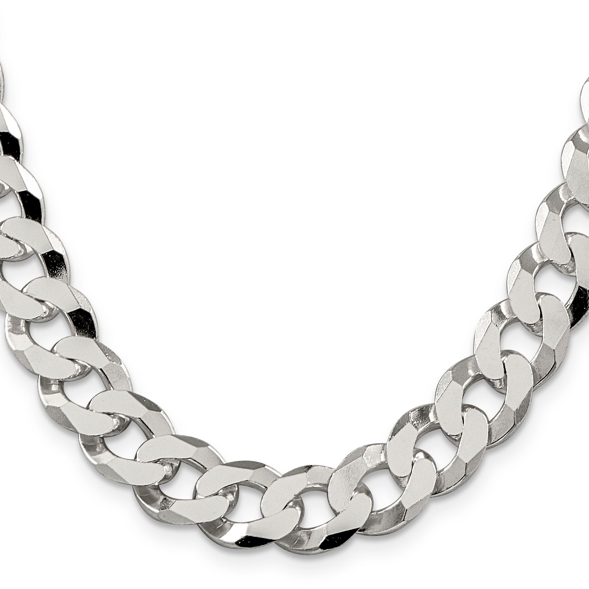 22 Inch Sterling Silver 12.3mm Beveled Curb Chain Necklace