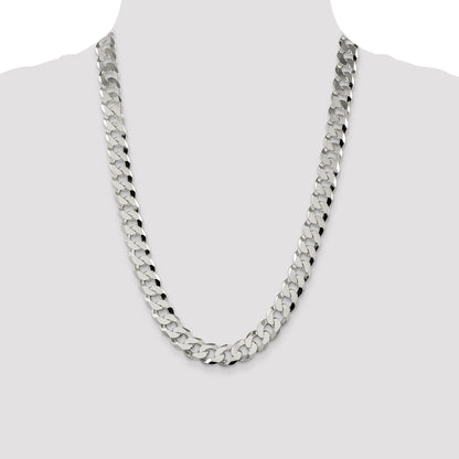 24 Inch Sterling Silver 12.3mm Beveled Curb Chain Necklace