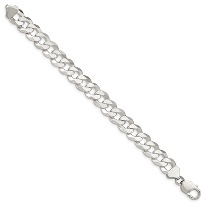 9 Inch Sterling Silver 12.3mm Beveled Curb Chain Bracelet