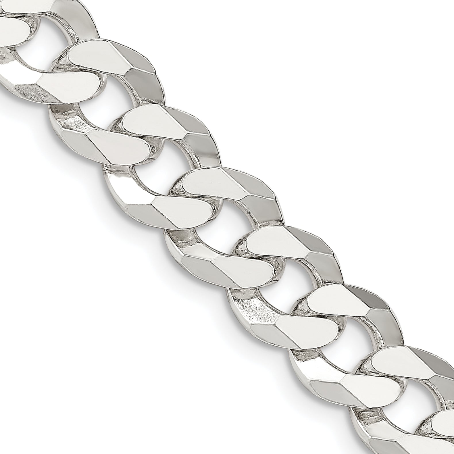 20 Inch Sterling Silver 12.3mm Beveled Curb Chain Necklace