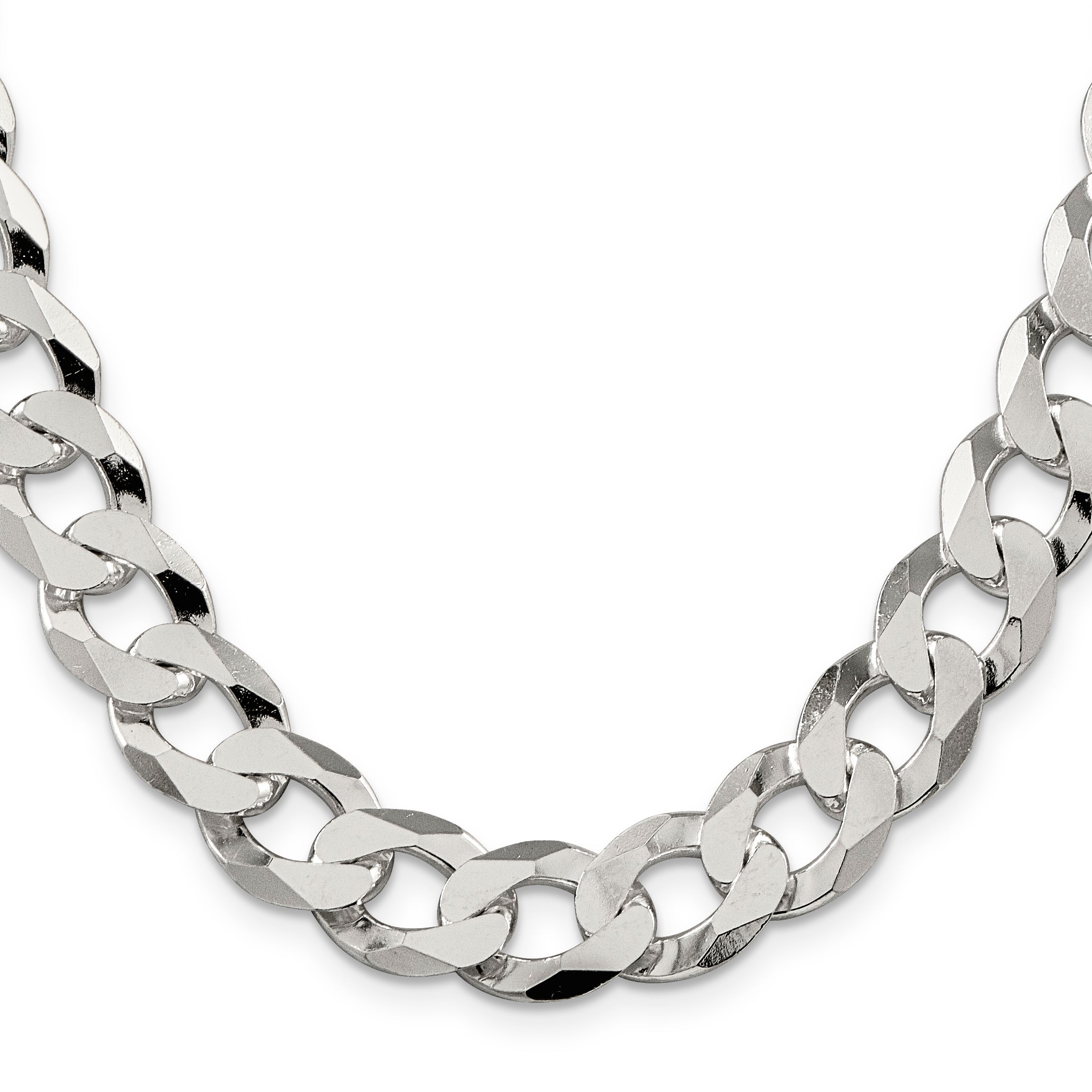 24 Inch Sterling Silver 13mm Beveled Curb Chain Necklace