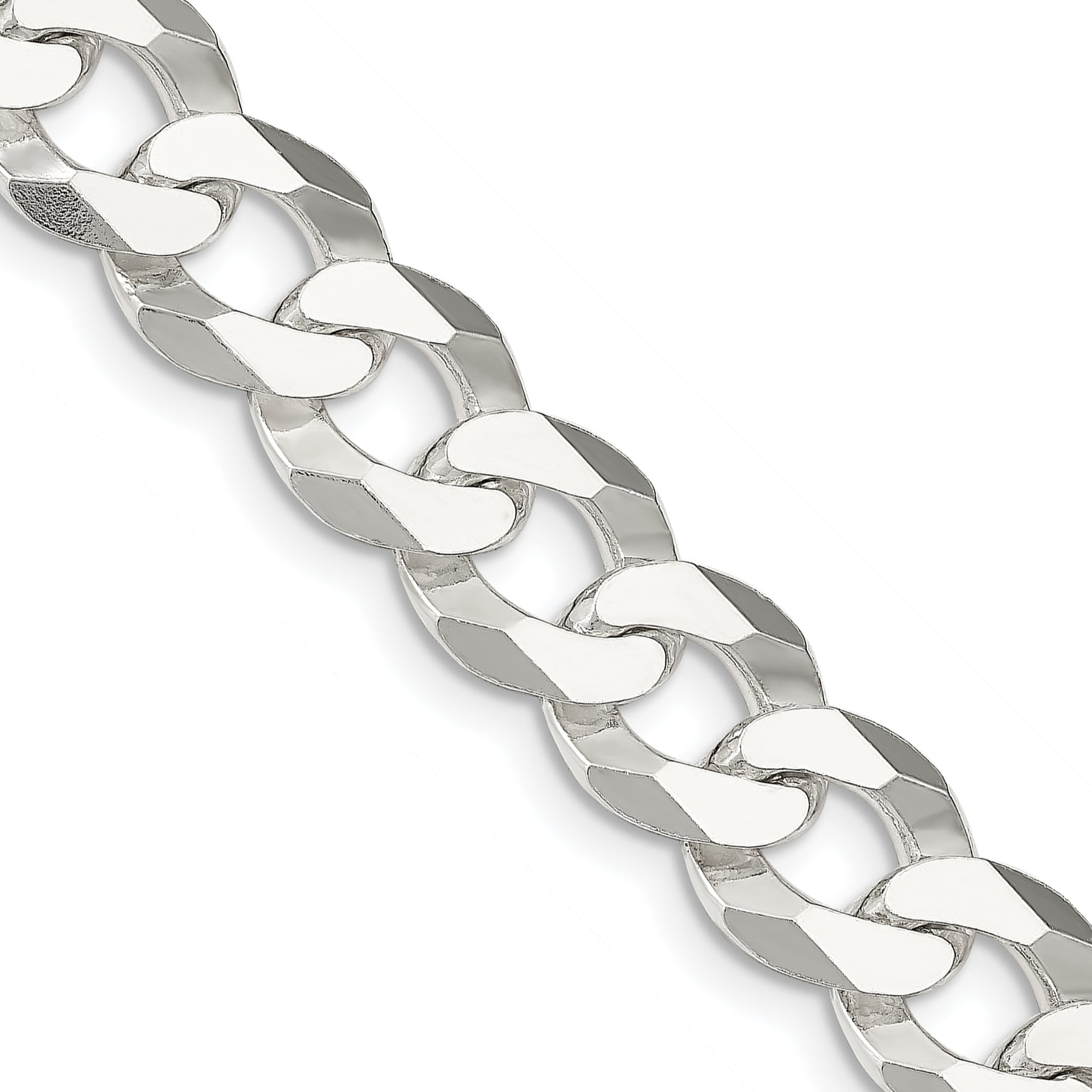 26 Inch Sterling Silver 13mm Beveled Curb Chain Necklace