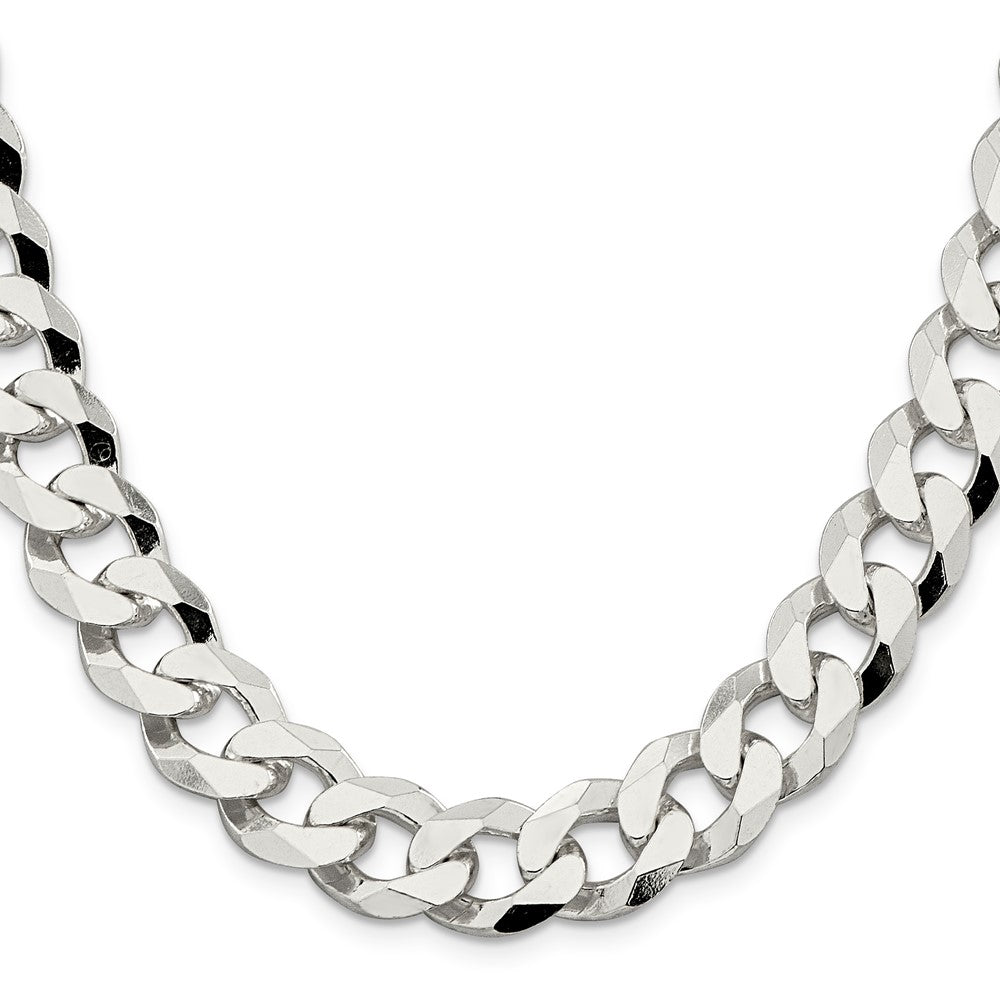 24 Inch Sterling Silver 14mm Beveled Curb Chain Necklace