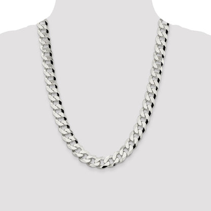 24 Inch Sterling Silver 14mm Beveled Curb Chain Necklace