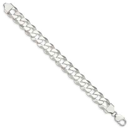 8 Inch Sterling Silver 14mm Beveled Curb Chain Bracelet