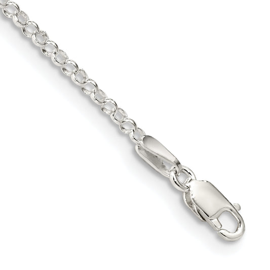 9 Inch Sterling Silver 2mm Rolo Chain Anklet