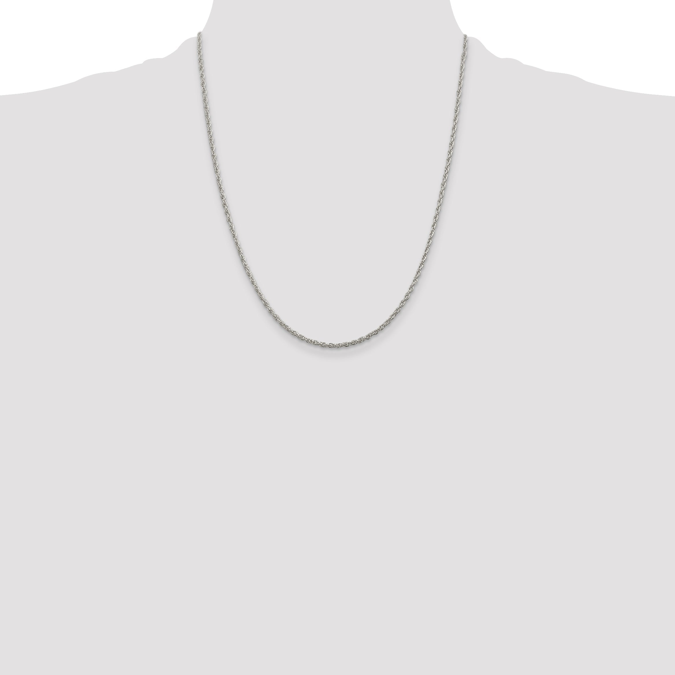 22 Inch Sterling Silver 2mm Loose Rope Chain Necklace