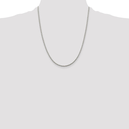 22 Inch Sterling Silver 2mm Loose Rope Chain Necklace
