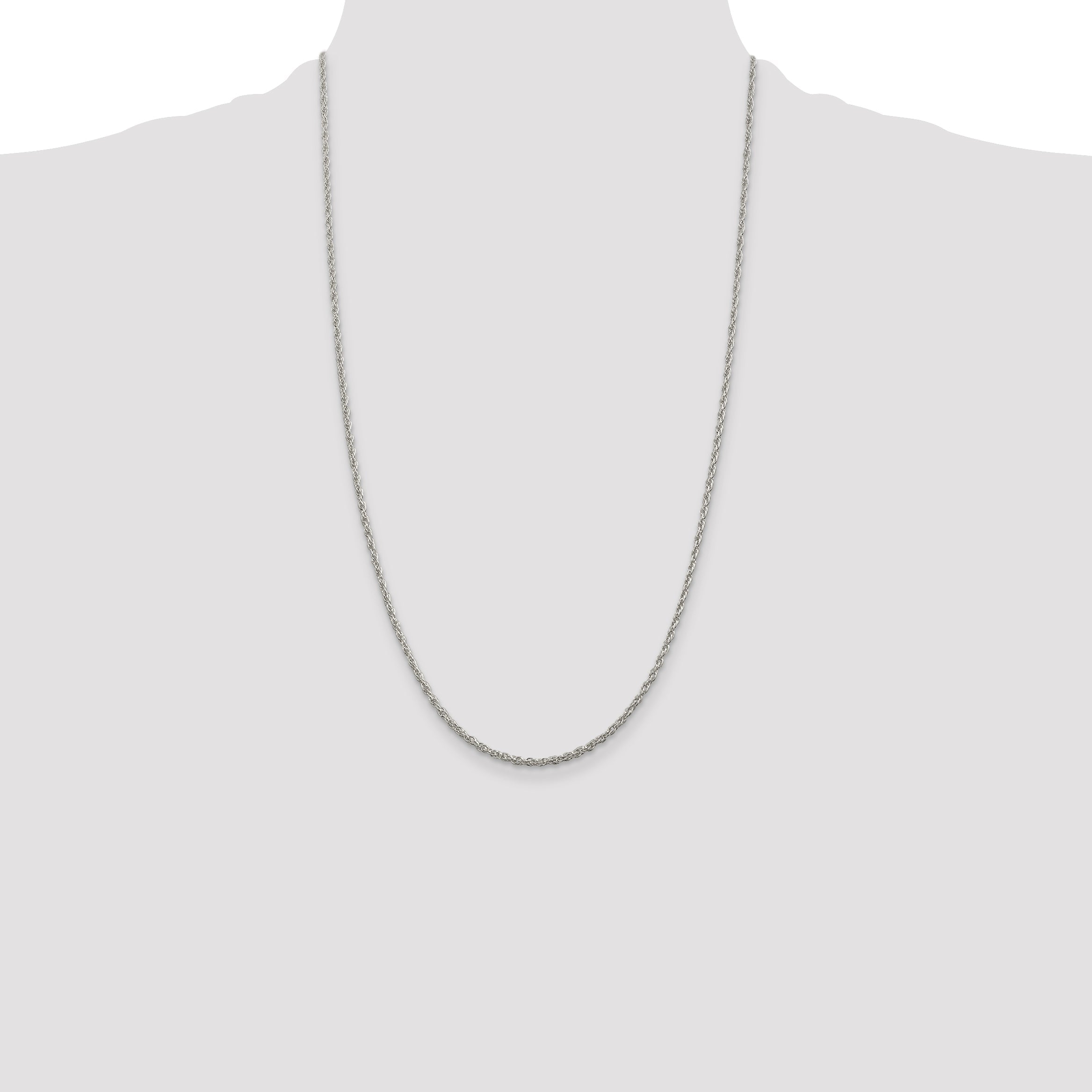 26 Inch Sterling Silver 2mm Loose Rope Chain Necklace