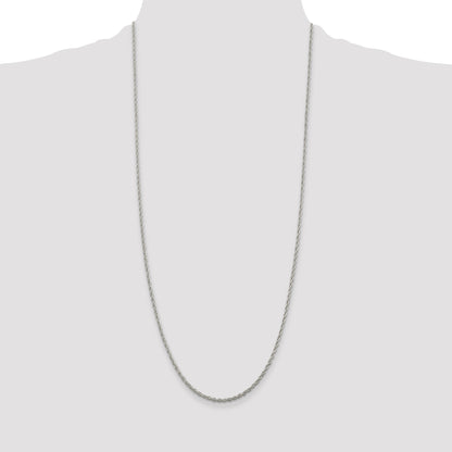 30 Inch Sterling Silver 2mm Loose Rope Chain Necklace