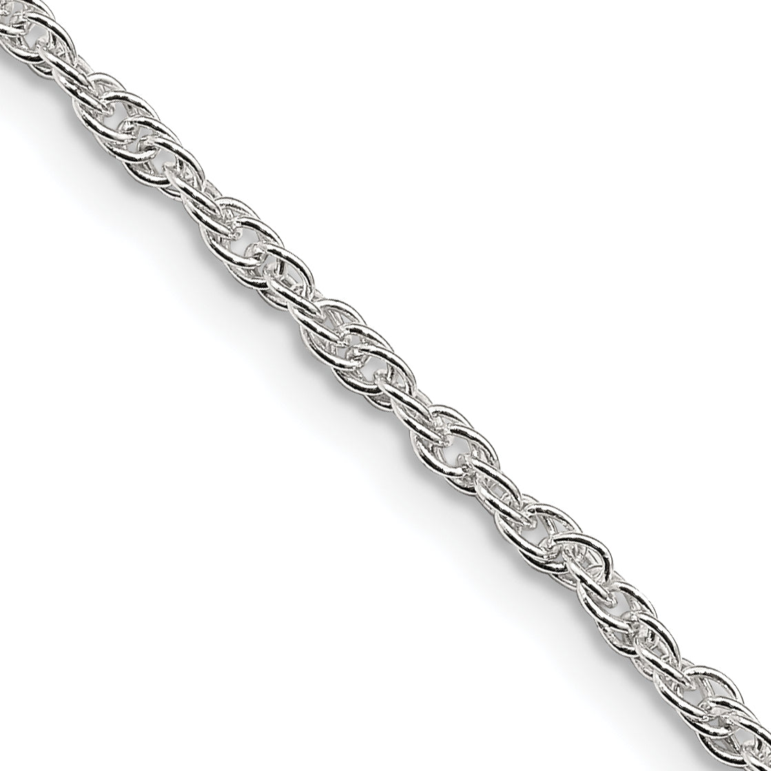 16 Inch Sterling Silver 2mm Loose Rope Chain Necklace