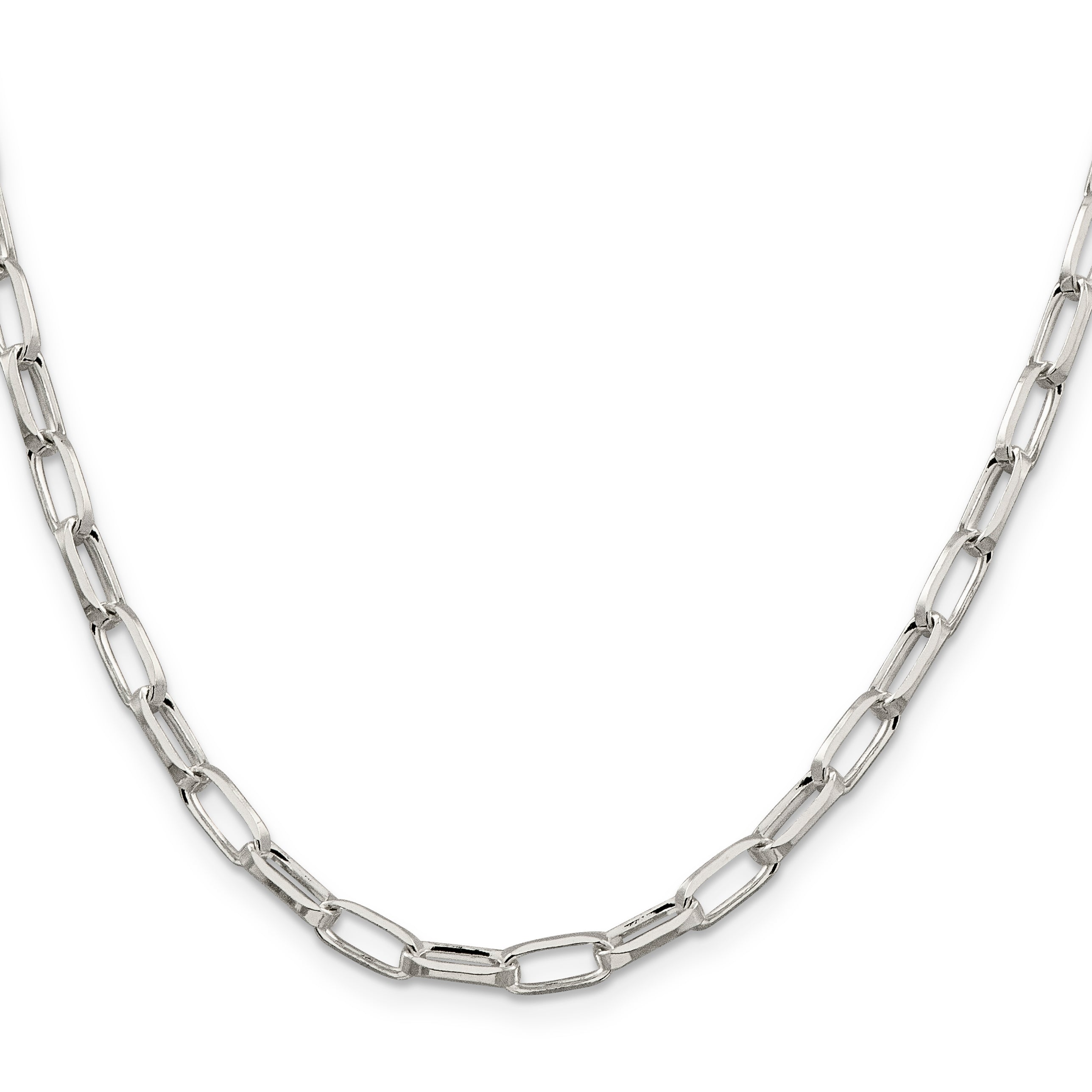 20 Inch Sterling Silver 5mm Elongated Open Link Chain Necklace