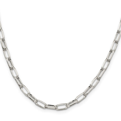 24 Inch Sterling Silver 5mm Elongated Open Link Chain Necklace