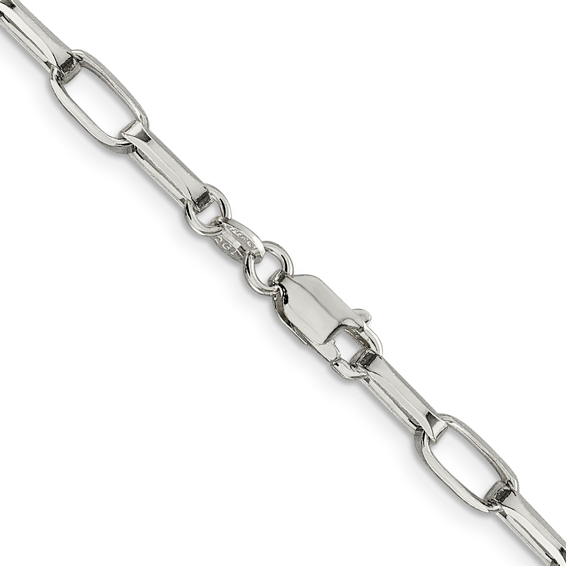 18 Inch Sterling Silver 5mm Elongated Open Link Chain Necklace