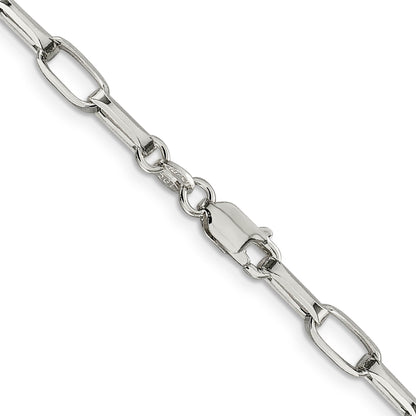 24 Inch Sterling Silver 5mm Elongated Open Link Chain Necklace
