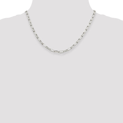 18 Inch Sterling Silver 5mm Elongated Open Link Chain Necklace