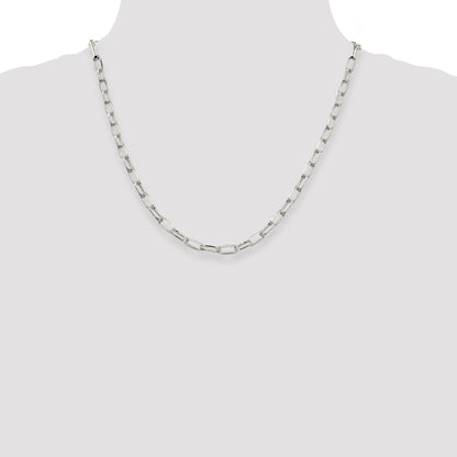 20 Inch Sterling Silver 5mm Elongated Open Link Chain Necklace