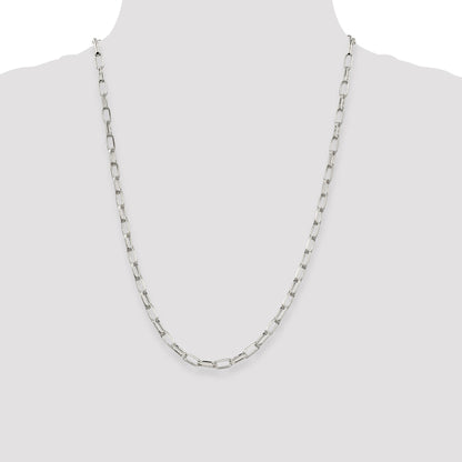 24 Inch Sterling Silver 5mm Elongated Open Link Chain Necklace