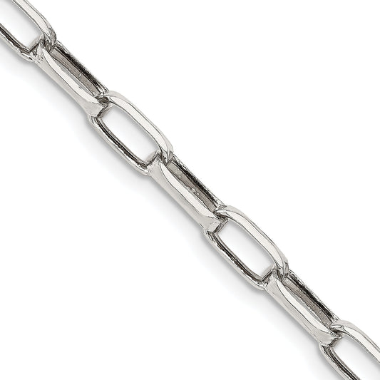 18 Inch Sterling Silver 5mm Elongated Open Link Chain Necklace