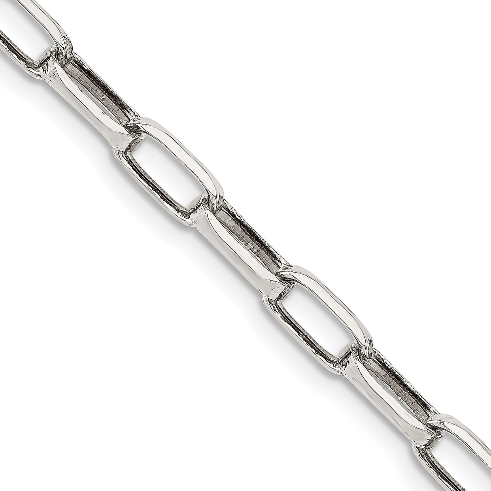 24 Inch Sterling Silver 5mm Elongated Open Link Chain Necklace
