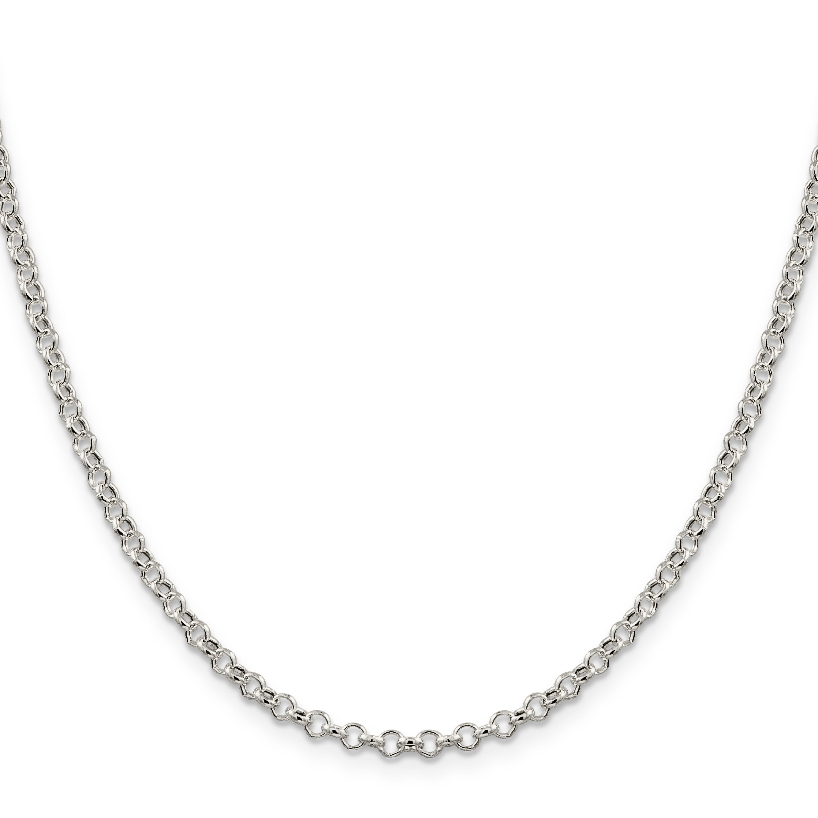 18 Inch Sterling Silver 3mm Semi-Solid Rolo Chain Necklace