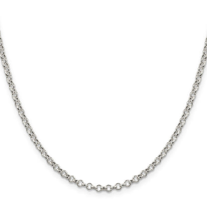 18 Inch Sterling Silver 3mm Semi-Solid Rolo Chain Necklace