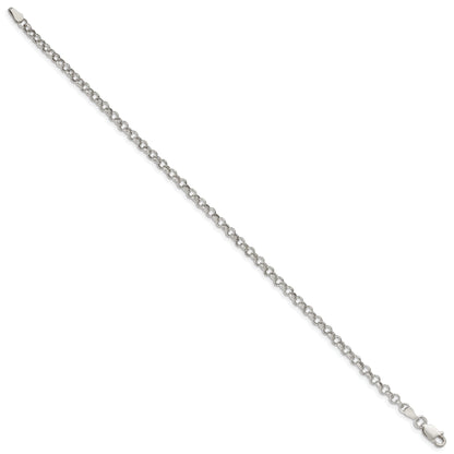 7 Inch Sterling Silver 3mm Semi-Solid Rolo Chain Bracelet