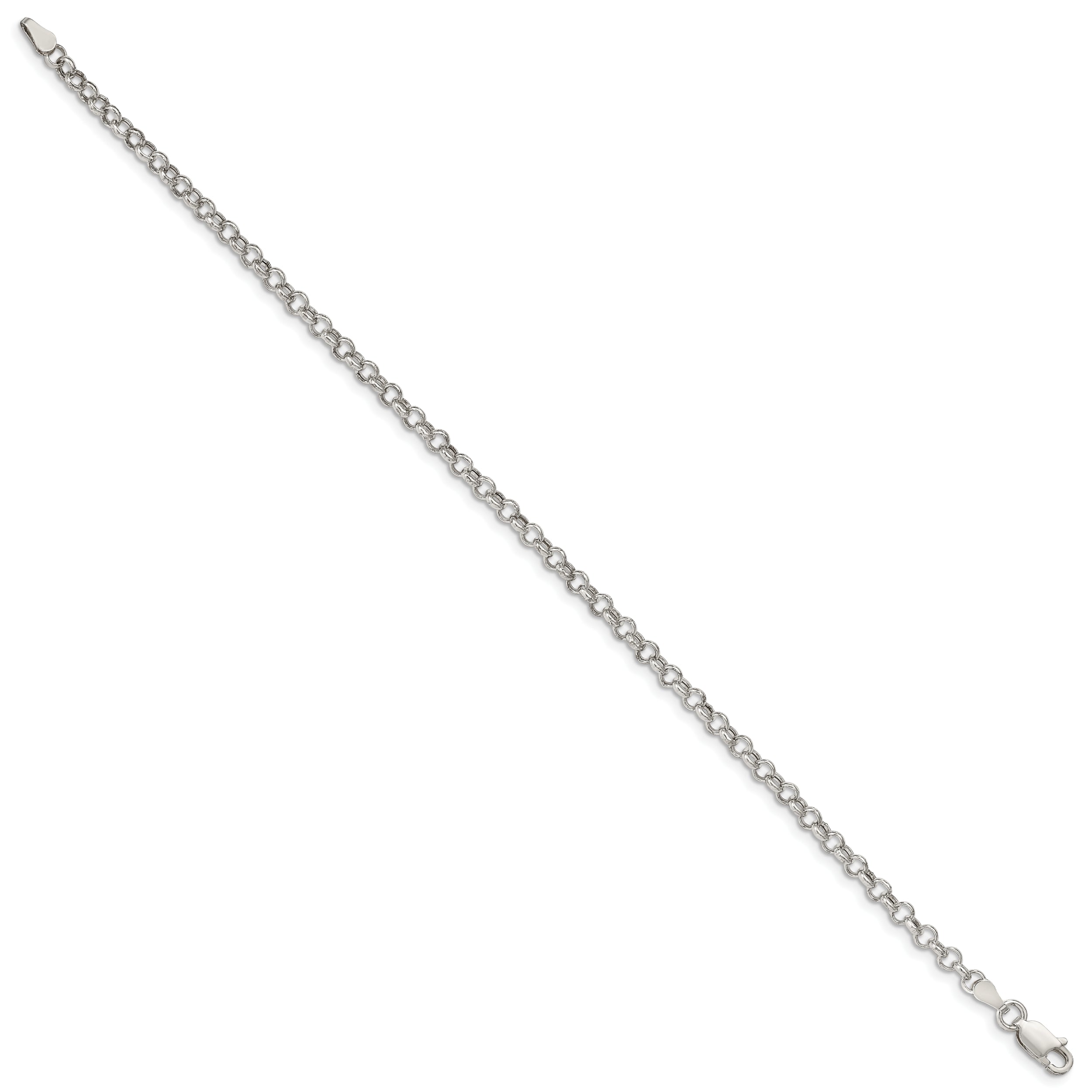 8 Inch Sterling Silver 3mm Semi-Solid Rolo Chain Bracelet