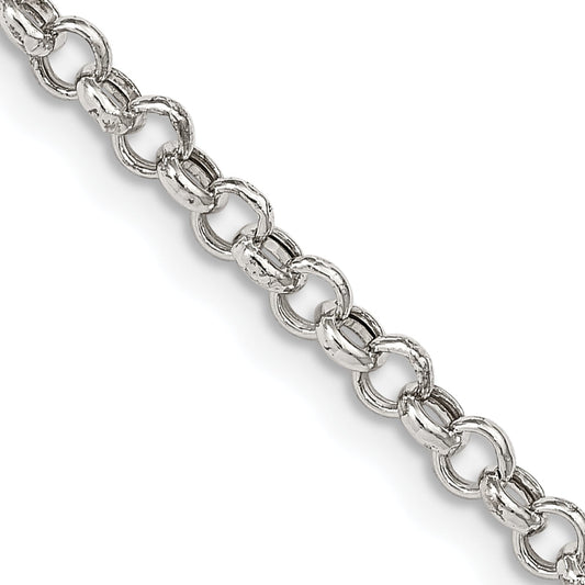 20 Inch Sterling Silver 3mm Semi-Solid Rolo Chain Necklace