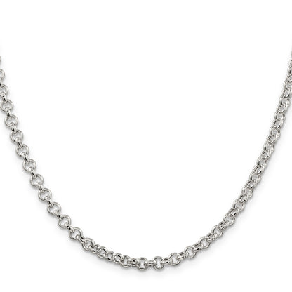 24 Inch Sterling Silver 4.25mm Semi-Solid Rolo Chain Necklace