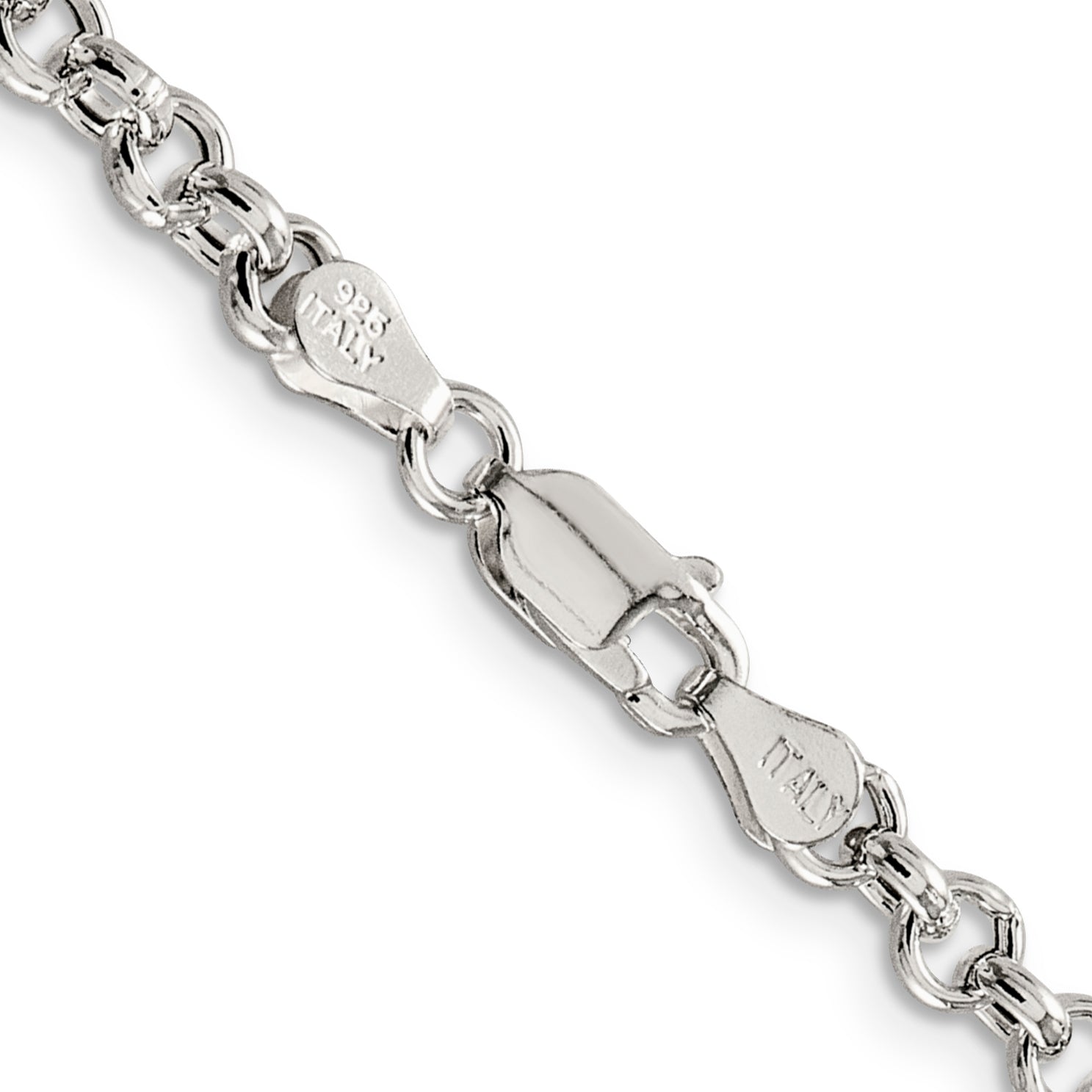 24 Inch Sterling Silver 4.25mm Semi-Solid Rolo Chain Necklace