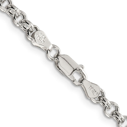 24 Inch Sterling Silver 4.25mm Semi-Solid Rolo Chain Necklace