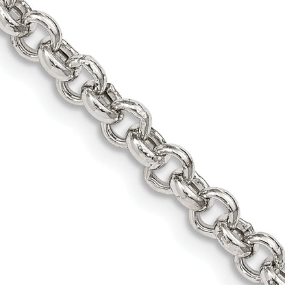 20 Inch Sterling Silver 4.25mm Semi-Solid Rolo Chain Necklace