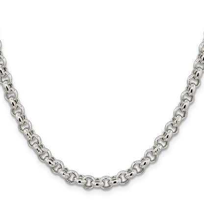 16 Inch Sterling Silver 6.5mm Semi-Solid Rolo Chain Necklace