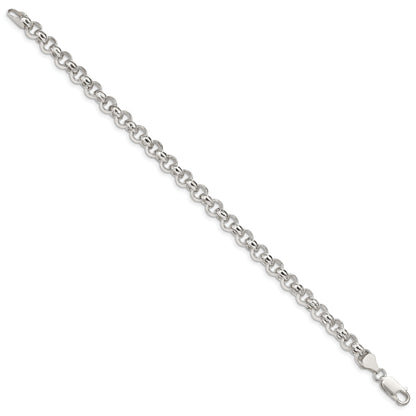7 Inch Sterling Silver 6.5mm Semi-Solid Rolo Chain Bracelet