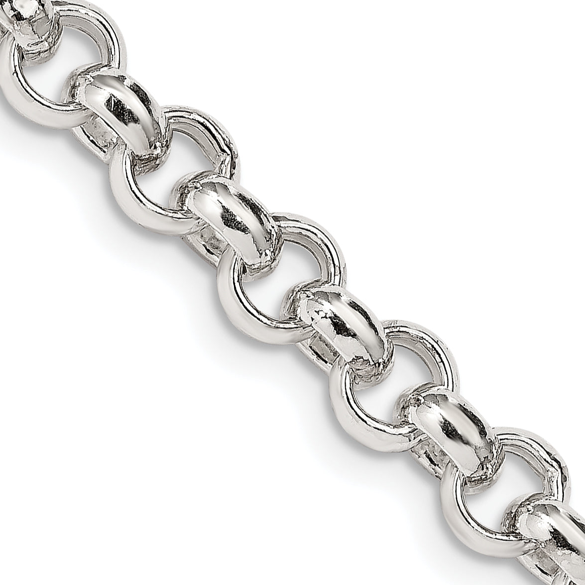 24 Inch Sterling Silver 6.5mm Semi-Solid Rolo Chain Necklace