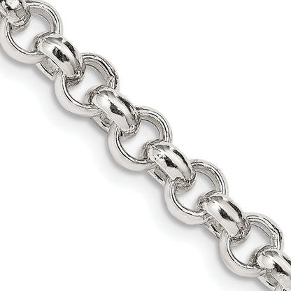 24 Inch Sterling Silver 6.5mm Semi-Solid Rolo Chain Necklace