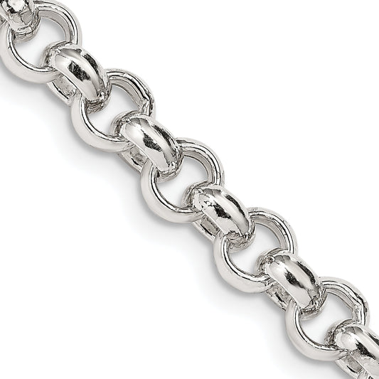 18 Inch Sterling Silver 6.5mm Semi-Solid Rolo Chain Necklace