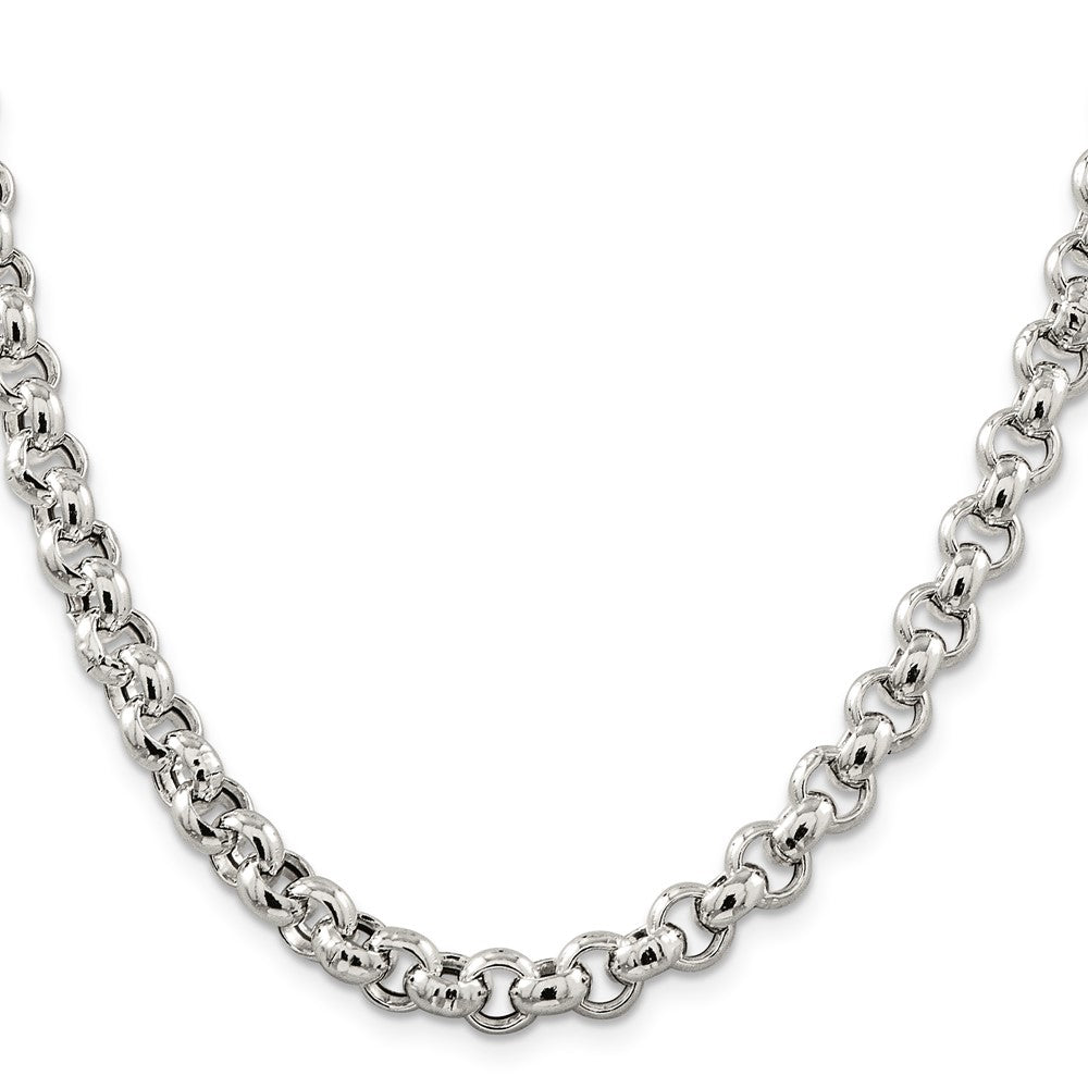 20 Inch Sterling Silver 7.75mm Semi-Solid Rolo Chain Necklace