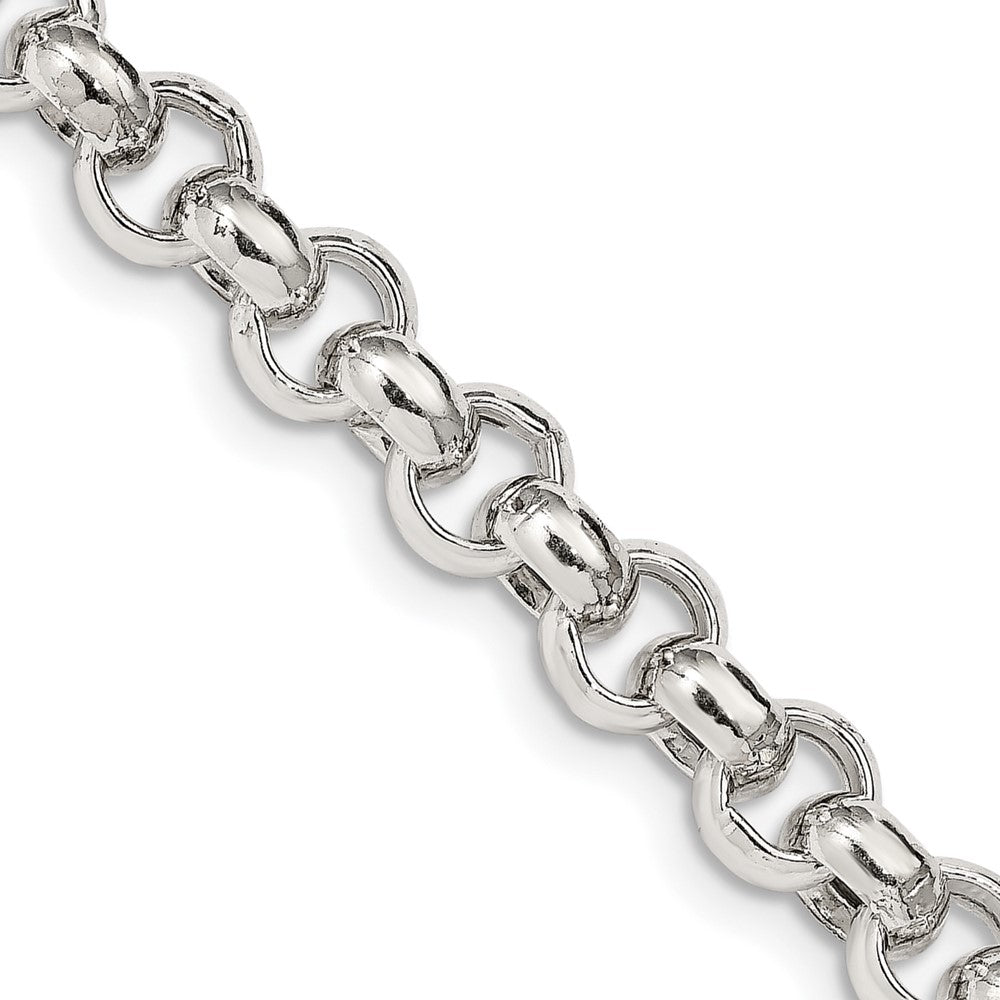 20 Inch Sterling Silver 7.75mm Semi-Solid Rolo Chain Necklace