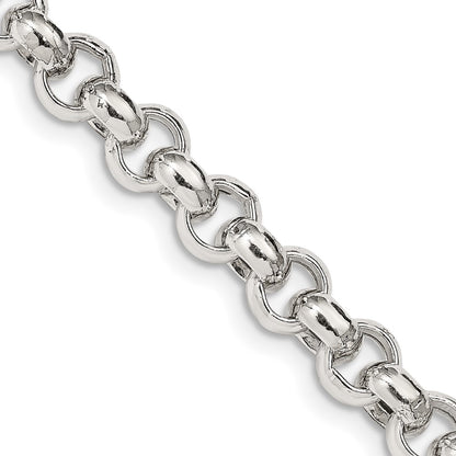 20 Inch Sterling Silver 7.75mm Semi-Solid Rolo Chain Necklace