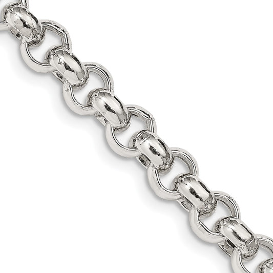 20 Inch Sterling Silver 7.75mm Semi-Solid Rolo Chain Necklace