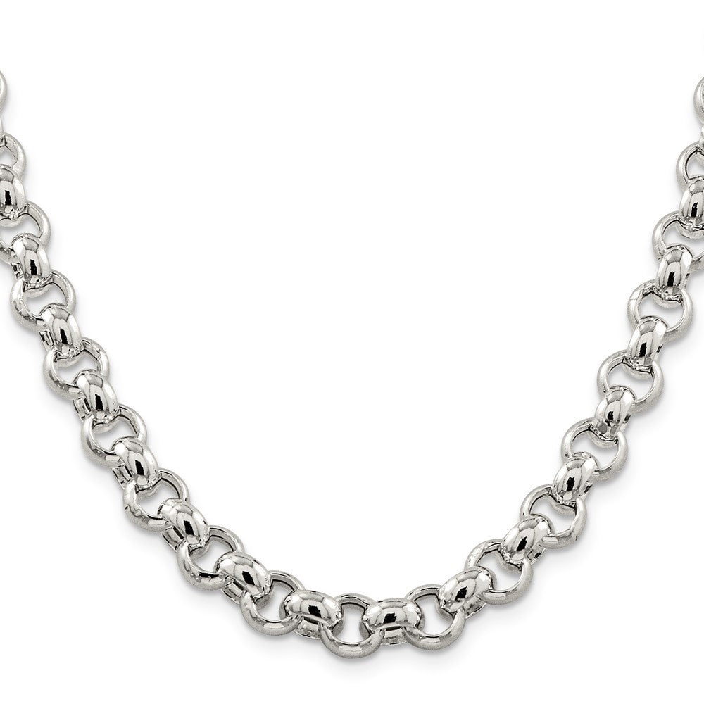 18 Inch Sterling Silver 9.5mm Semi-Solid Rolo Chain Necklace