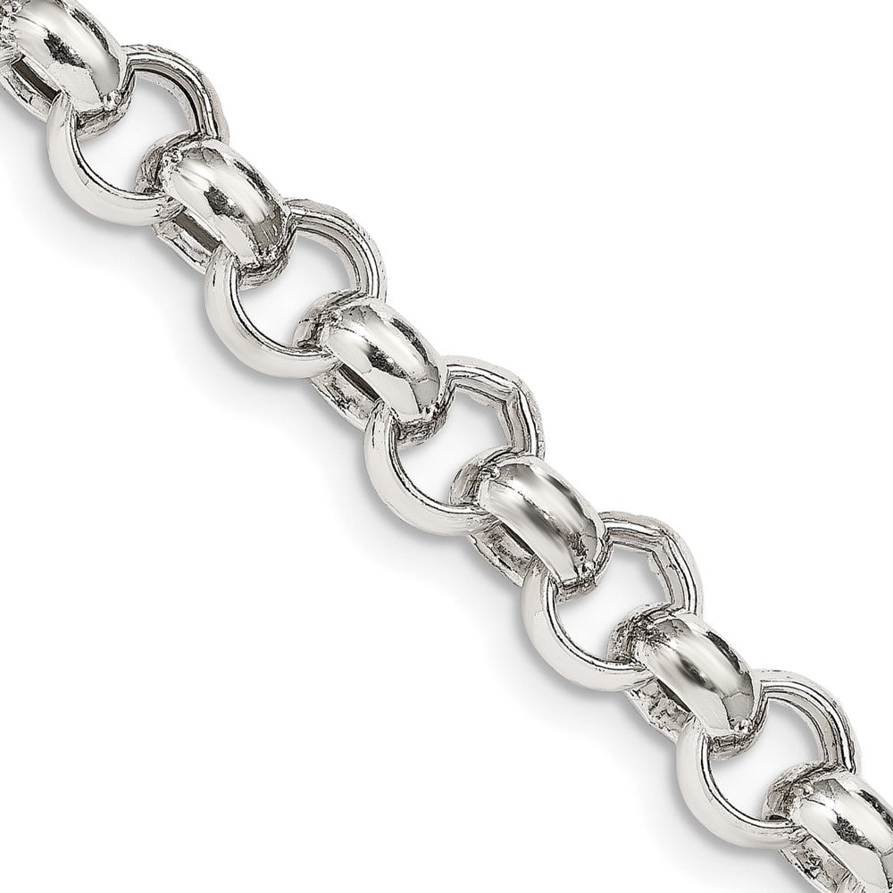 24 Inch Sterling Silver 9.5mm Semi-Solid Rolo Chain Necklace
