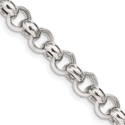 24 Inch Sterling Silver 9.5mm Semi-Solid Rolo Chain Necklace