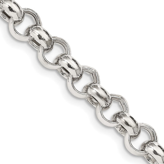 24 Inch Sterling Silver 9.5mm Semi-Solid Rolo Chain Necklace