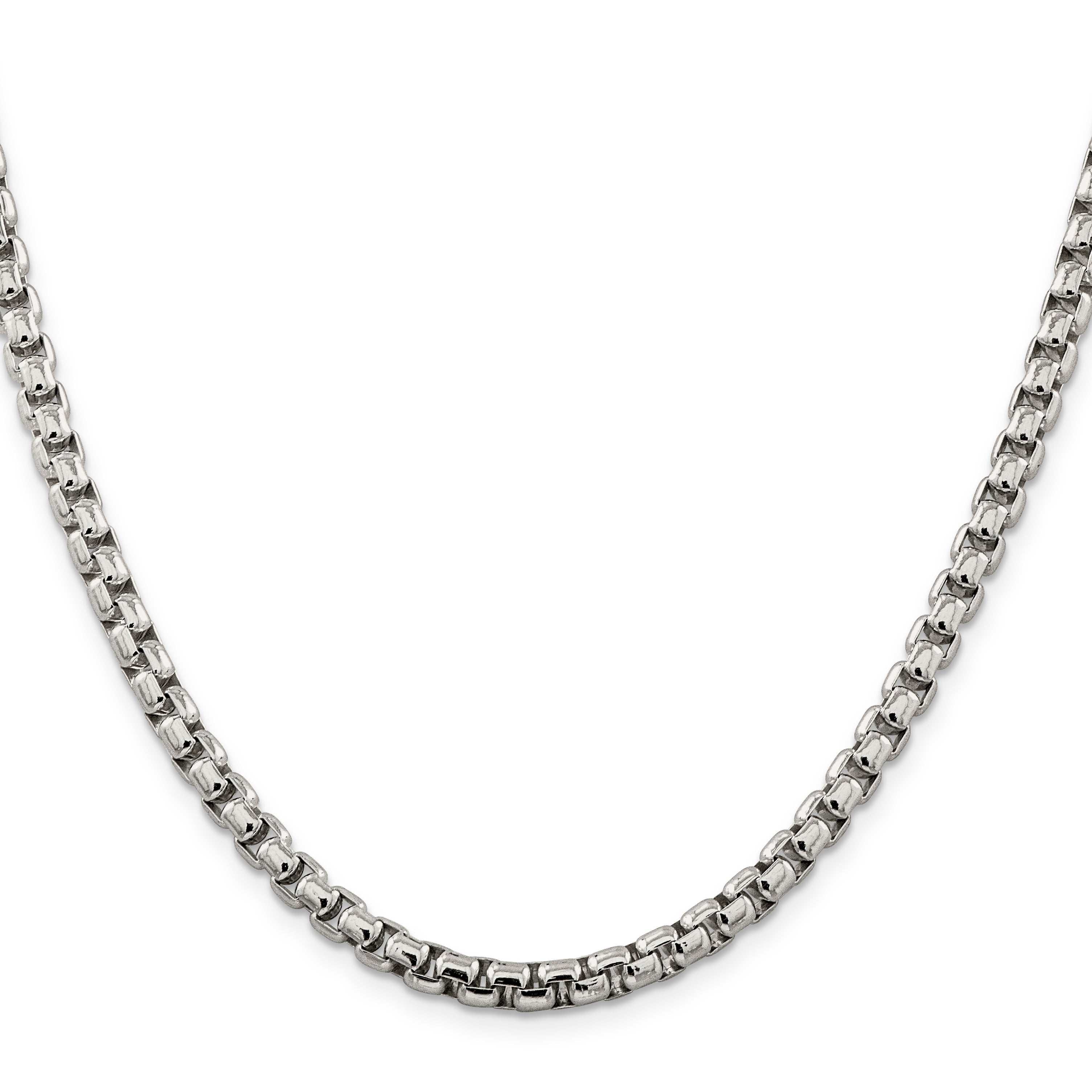 24 Inch Sterling Silver 5.2mm Round Box Chain Necklace